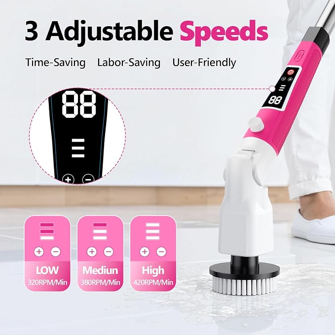 Electric Spin Scrubber, 2026 New Adjustable Angle Cleaning Brush，IPX7 - Image 8