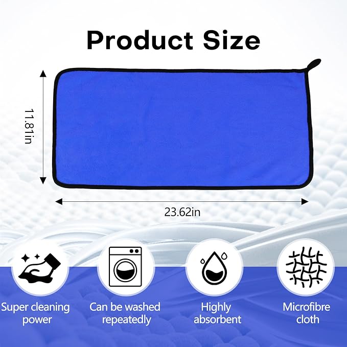 Hovom 3PCS Car Microfiber Towels, 23.62"×11.81" Lint-free Microfiber Towels - Image 2