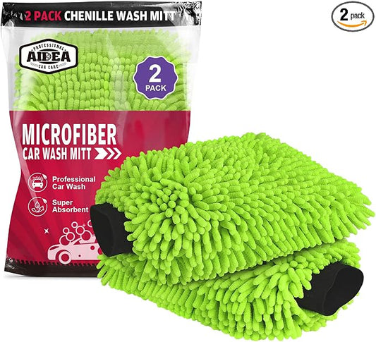 AIDEA Car Wash Mitt Microfiber, 2PK Scratch Free Lint-Free, Premium Chenille by AIDEAHOME