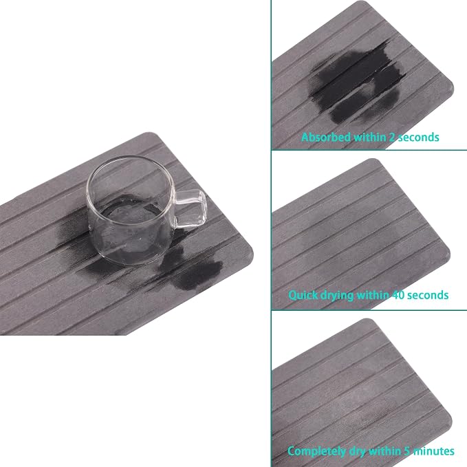 2 PCS Water Absorbent diatomite Coasters, 8.3" x 4" Water Absorbing Stone Tray - Image 5