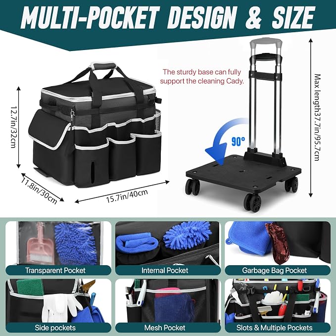 Large Rolling Cleaning Caddy Bag - Image 5