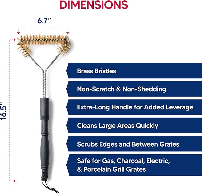 HIC Kitchen Roasting 3-Sided Grill Cleaning Brush - Image 5