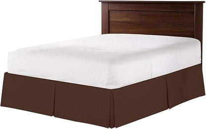 Bed Skirt - 100% Cotton 800 Thread Count Box Pleated Bed Skirt - Luxury Pleated Dust Ruffle, Hotel Quality Modern Bed Skirt, Easy Fit with 12 Inch Tailored Drop, Twin XL, Chocolate