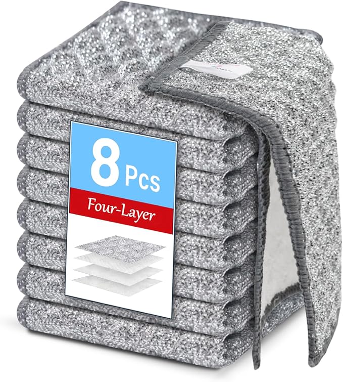 8 PCS Four-Layer Non-Scratch Multipurpose Steel Wire Dishcloths by Wangjinpeng