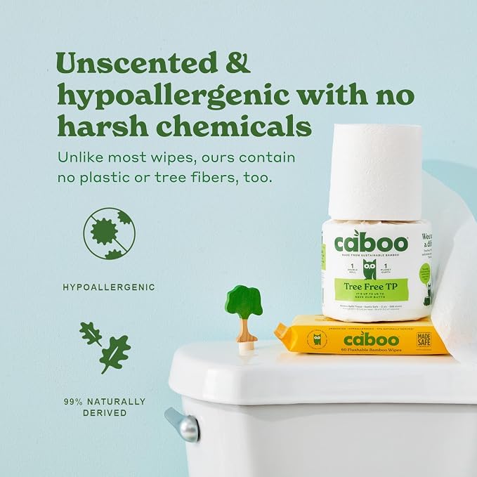 Caboo Tree Free Flushable Wipes, Certified Flushable, Septic Safe, Biodegradable - Image 4