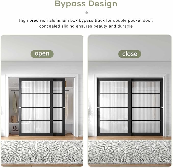 EaseLife 8FT/96in Bypass Double Sliding Pocket Door Hardware Kit, Commercial - Image 3