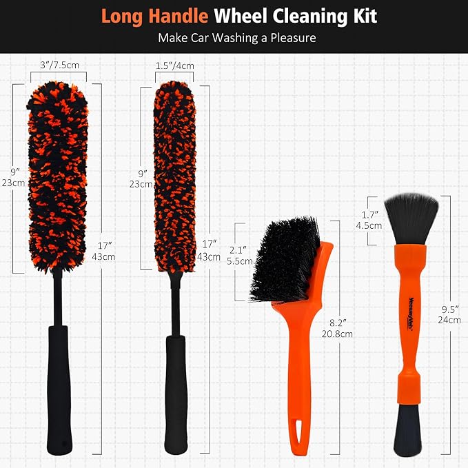 YeewayVeh 4PCS Car Wheel Cleaning Kit, 2-Size Bendable Microfiber Wool Wheel - Image 7