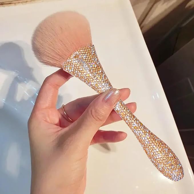 WOKOTO 1pcs Gold Rhinestone Nail Dust Brushes - Image 4