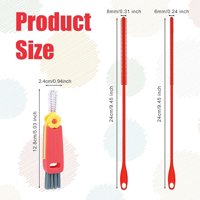 3pcs Silicone Straw Brush and Cup Lid Cleaning Brush, Ultra Long Straw Cleaning - Image 2