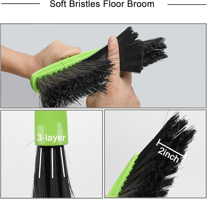 Soft Bristles Green Angle Broom Long Handle Indoor Broom - Image 5