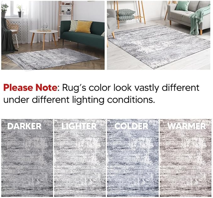 Keen Home Design Area Rugs - 2x18 Non-Shedding, Abstract Rugs for Kitchen, Living Room, Bedroom, Dining Room, Entryway - Size: 2'8" x 18', Abstract Cream/Grey