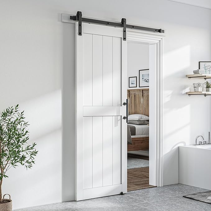 SmartStandard 30 x 84 inch White Sliding MDF Barn Door - Image 2