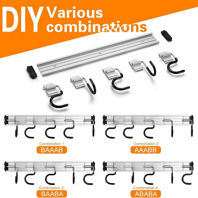 69'' Aluminum Alloy Garden Tool Organizer Wall Mount Garage Organizers and - Image 4