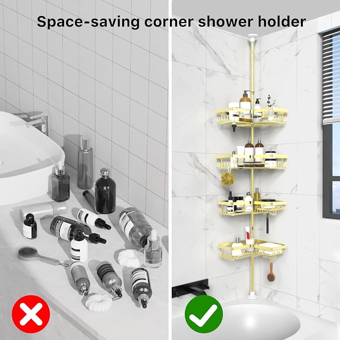 KEGII Corner Gold Shower Caddy Tension Pole - Image 6