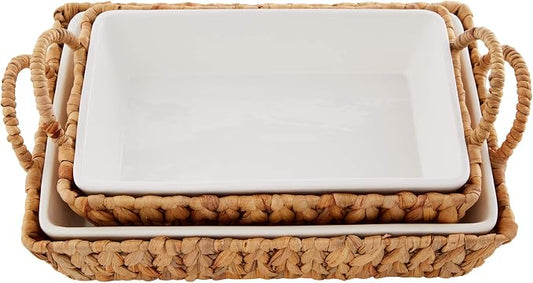 Mud Pie Hyacinth Basket Set, small baker 7" x 11" | large baker 13" x 18 1/2" by MudPie