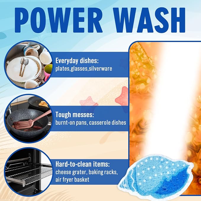 Whaline 8Pcs Starfish Shell Kitchen Sponges Water Absorbing Dish Washing Sponge - Image 6