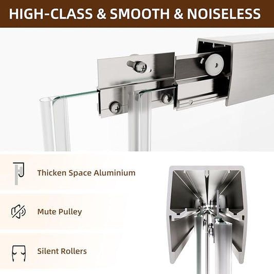 Shower Door, 56-60" W x 70" H Semi-Frameless Double Sliding Glass Shower Door - Image 2