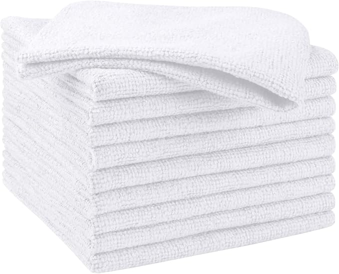 HOMEXCEL White Microfiber Cleaning Cloths, 10 Pack Microfiber Towels by HOMEXCEL