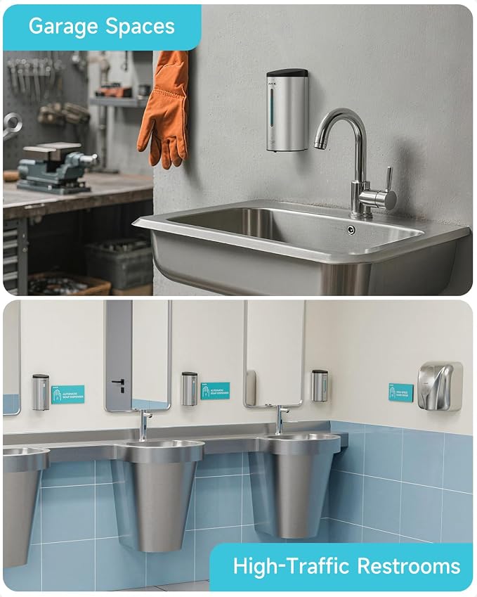 AIKE Automatic Wall Mount Liquid Soap Dispenser, Commercial Stainless Steel - Image 7