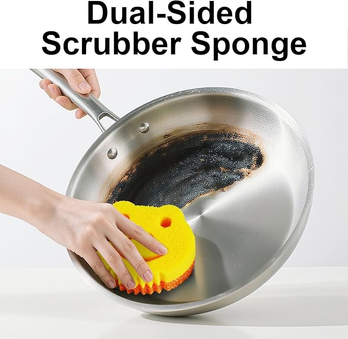 SmilePowo 5 Pack Cute Frog Scrub Sponge, Dual-Sided Temperature Controlled - Image 4