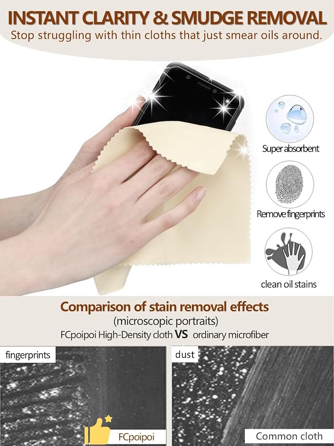 Glasses Cleaning Cloth, 30% Thicker 260g High-Density Microfiber Cleaning Cloth - Image 3
