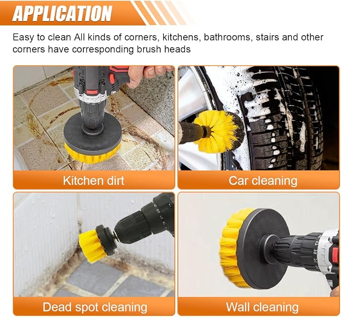 3PCS Car Detailing Drill Brush Set, Car Interior Power Scrubber Brush, Wheel - Image 6