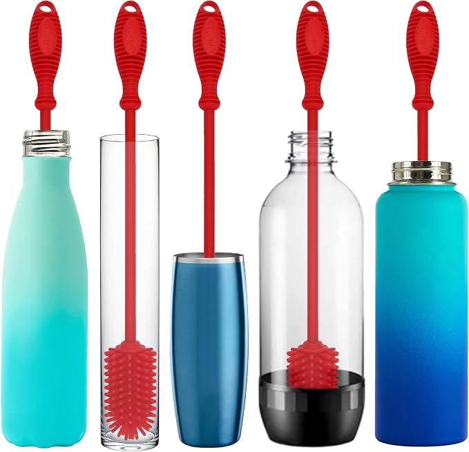 12.5" Silicone Bottle Brush & Straw Cleaner Brush Set | Water Bottle Cleaner - Image 3