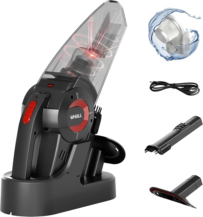 whall Handheld Cordless Car Vacuums, Wet and Dry Use 9000Pa Strong Suction by WHALL