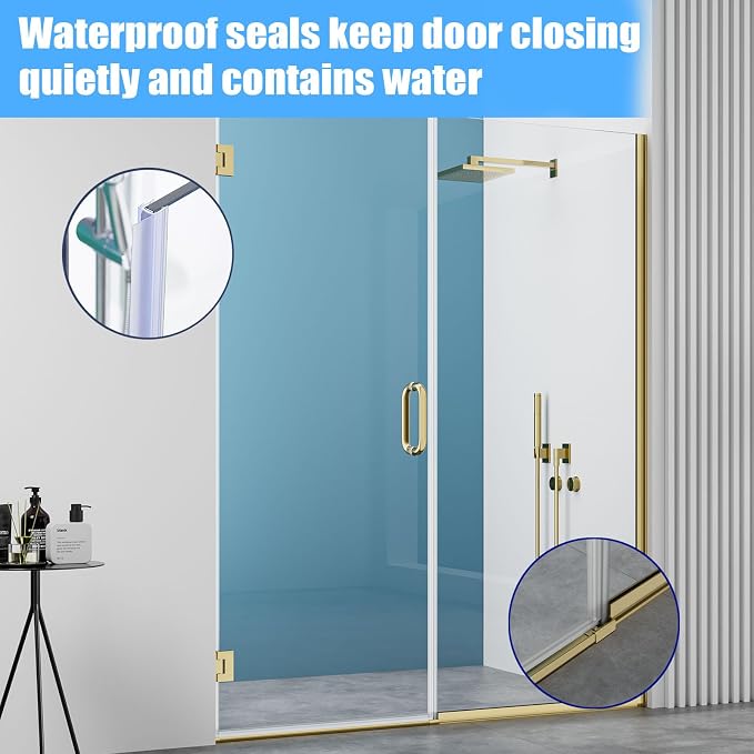 Pivot Shower Door, Adjustable Width 58.5-60" W x 76" H Hinged Shower Glass Door - Image 8