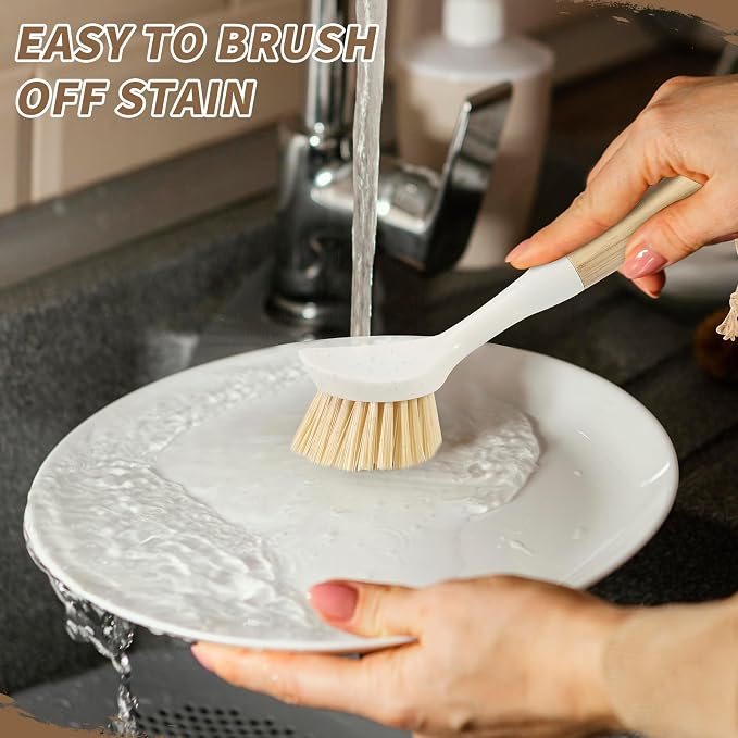 Dish Brush with Built-in Scraper - Image 2
