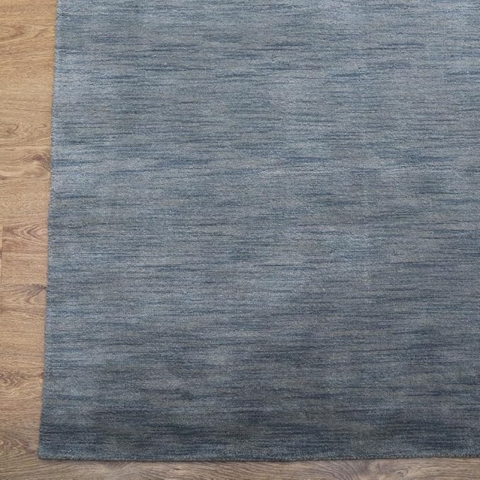 Rugsotic Carpets Hand Knotted Gabbeh Wool 5'x8' Area Rug Solid Light Blue L00111