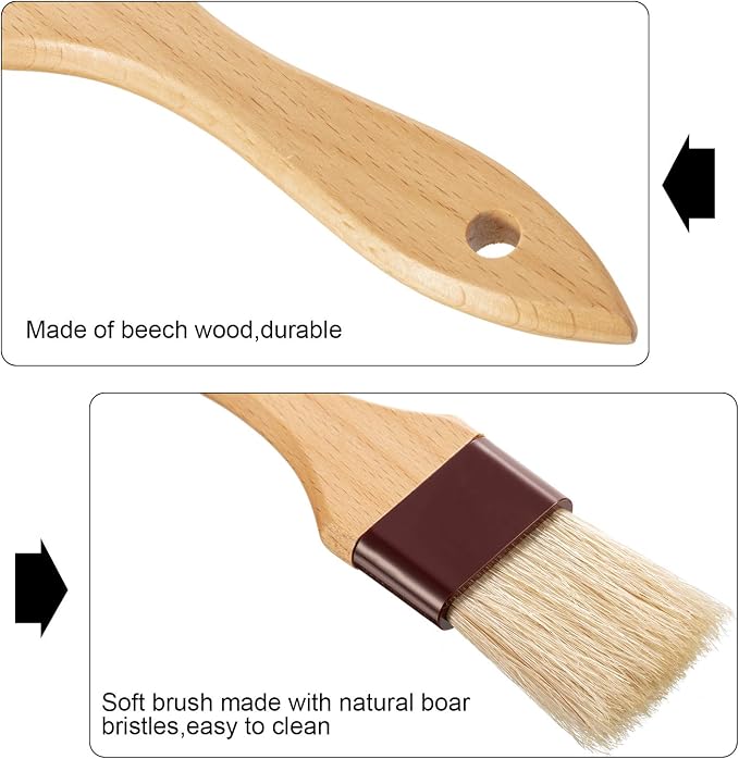 Boao 4 Pieces Natural Bristle Pastry Brush Beech Wooden Handle Basting and BBQ - Image 7