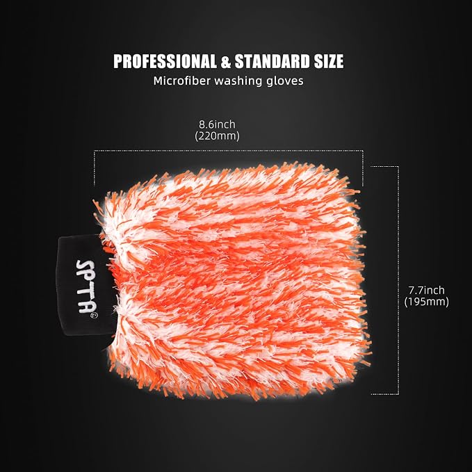 SPTA Microfiber Car Wash Mitt, Plush Fiber Cloth Material, Safe Washing - Image 2