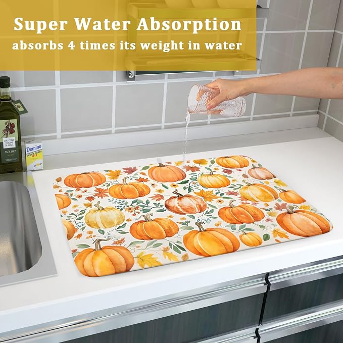Fall Pumpkin Thanksgiving Dish Drying Mat - Image 7