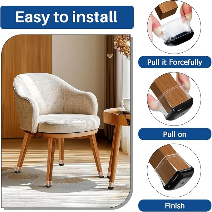 28 Pcs Chair Leg Sliders for Carpet, Square Chair Glides, Silicone Furniture - Image 5