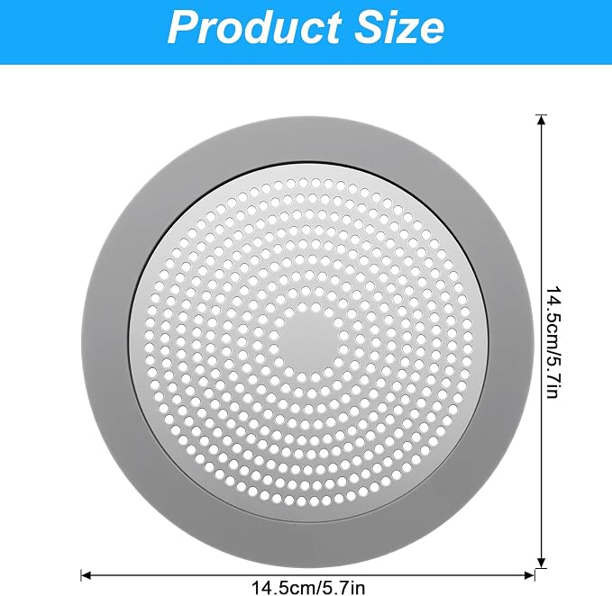 Flat Shower Drain Hair Catcher Stainless Steel Shower Drain Cover Hair Catcher - Image 2