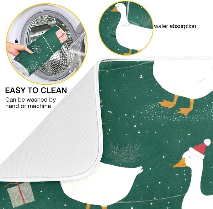 Christmas Geese Pattern Dish Drying Mat - Image 2