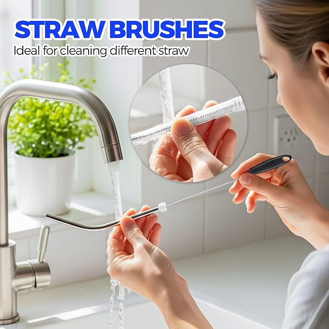 Holikme 4Pack Bottle Brush Set, Straw Brushes, Cup Cleaner Brush, 3-in-1 Bottle - Image 3