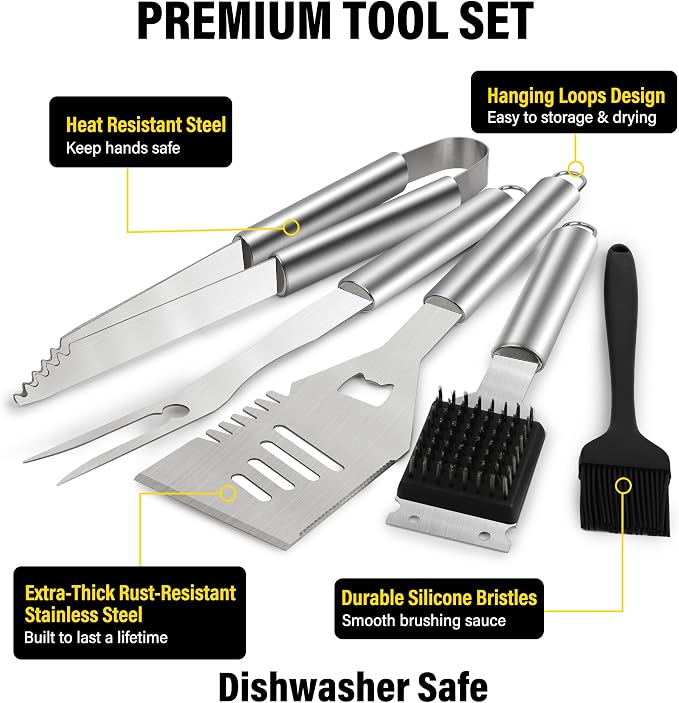 BBQ Grill Accessories Set, Grill Tools Grilling Accessories Grilling Gifts - Image 2