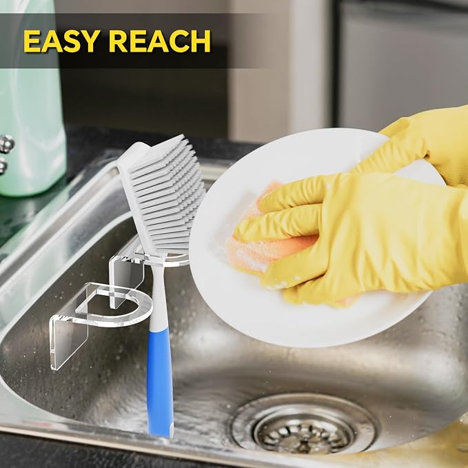 NiHome Clear Acrylic Kitchen Sink Brush Holder 2PCS, Universal Fit Compatible - Image 5