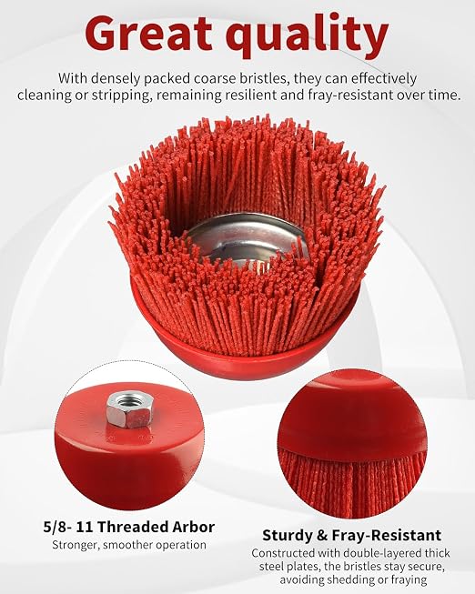 Nylon Cup Brush for Angle Grinder, 6 Inch Coarse Sanding Scuffing, 5/8" 11 - Image 3