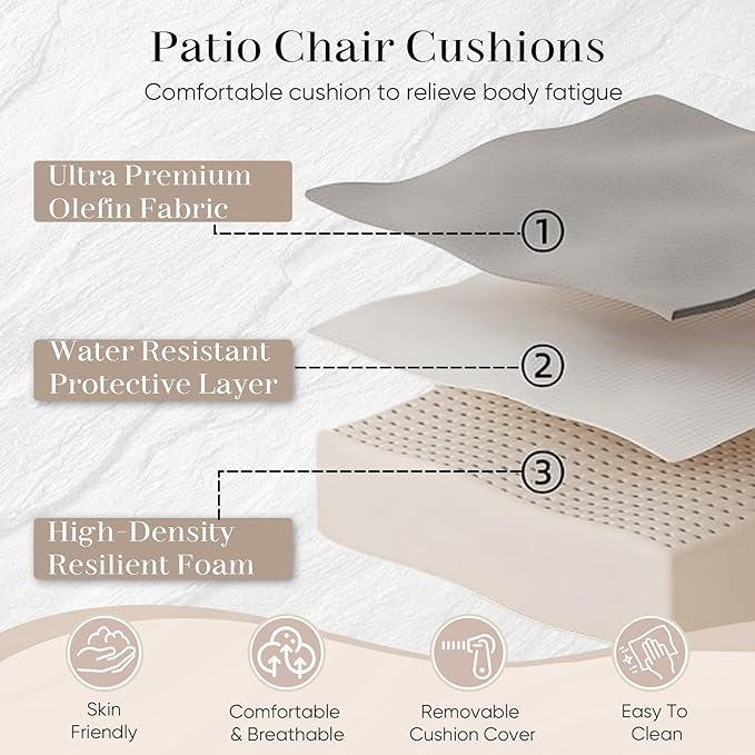 Luxury Outdoor Seat Cushion Set-22 x 24 x 6 Inch Outdoor Chair Cushions with Water Resistant & Removable Cover Outdoor Cushions for Patio Furniture Chair Sofa Couch