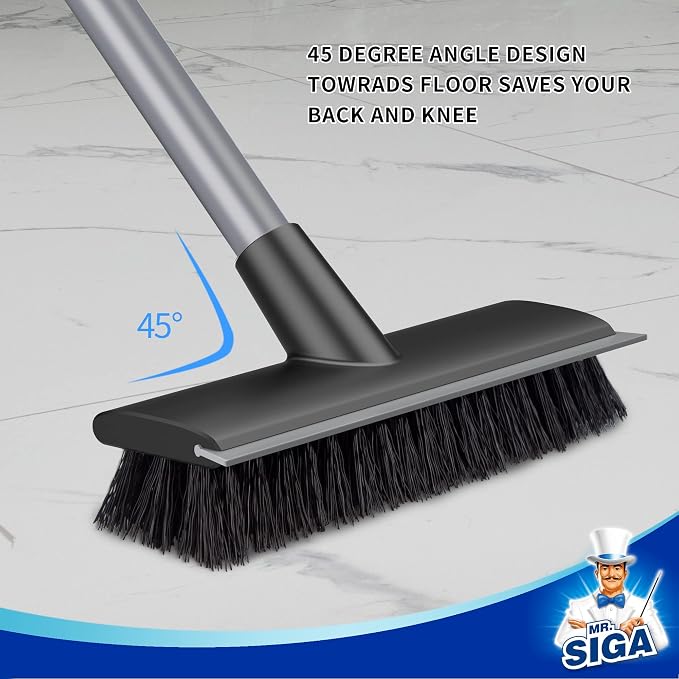 MR.SIGA Floor Scrub Brush with Long Handle, 2 in 1 Scrubber and Squeegee - Image 5