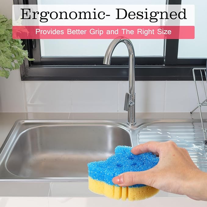 6 Pcs Cat Dual Sided Scrub Cleaning Sponges Cute Temperature Sensitive Dish - Image 6