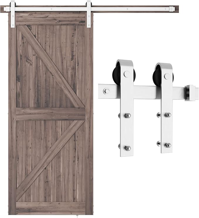 SMARTSTANDARD 6 Feet Brushed Nickel Barn Door Hardware Kit-Heavy Duty Sliding by SMARTSTANDARD