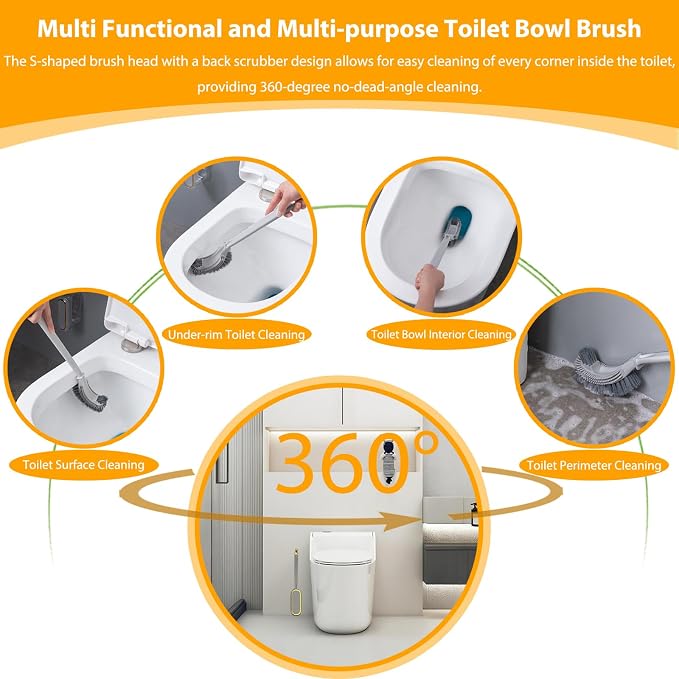 2 Pack Wall Mount Toilet Brush and Holder Set - Image 4