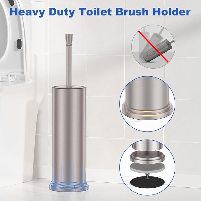 Toilet Brush and Holder Set：304 Stainless Steel Heavy Duty Toilet Bowl - Image 4
