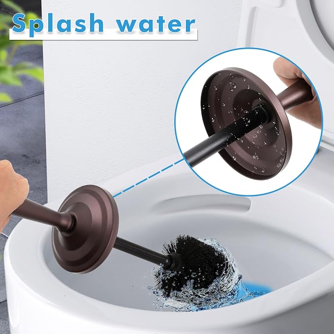 Bronze Toilet Brush and Holder Set, Stainless Steel Toilet Brush - Image 3