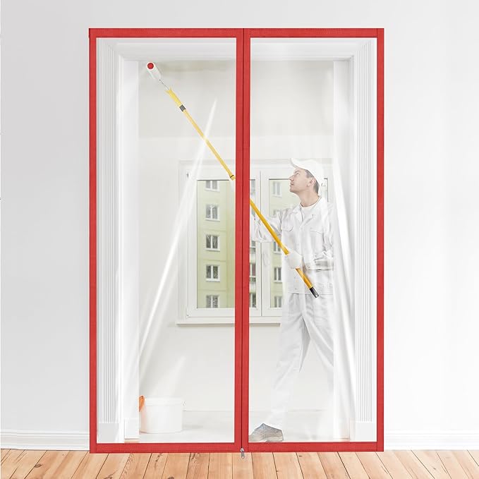Amylove Zipper 60 x 102 Inch Dust Barrier Kit Red Edged Temporary Construction by Amylove