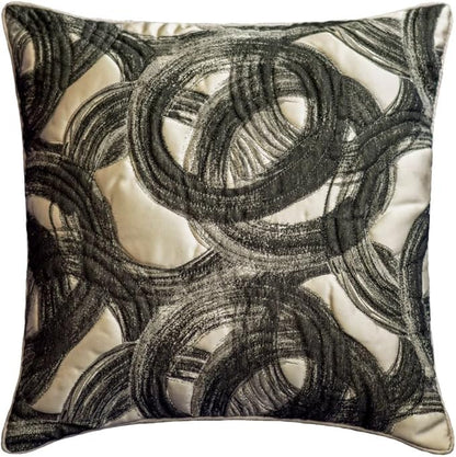 The HomeCentric King/Queen/Twin Black Decorative Twin 53"x18" Bed Runner with Pillow Cover, Circle, Rings, Quilted Bed Scarf on Jacquard Fabric - Circlewise